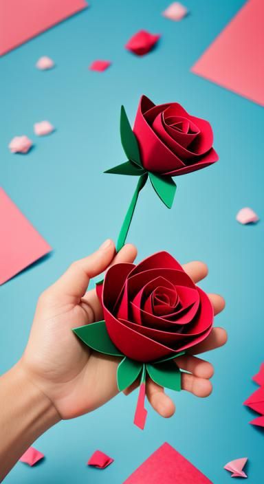 Cute Cartoon Florian with Rose Papercraft