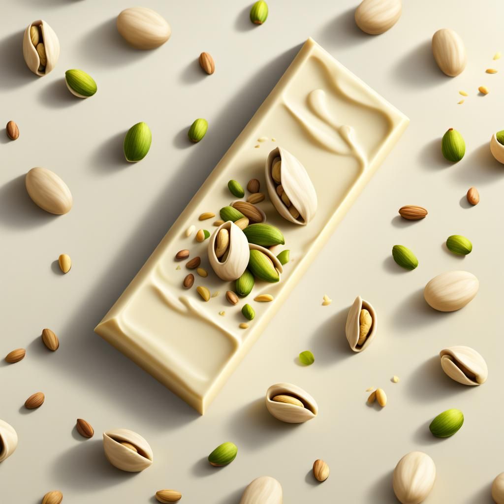 White Chocolate Bar with Nuts in Splash Art Style