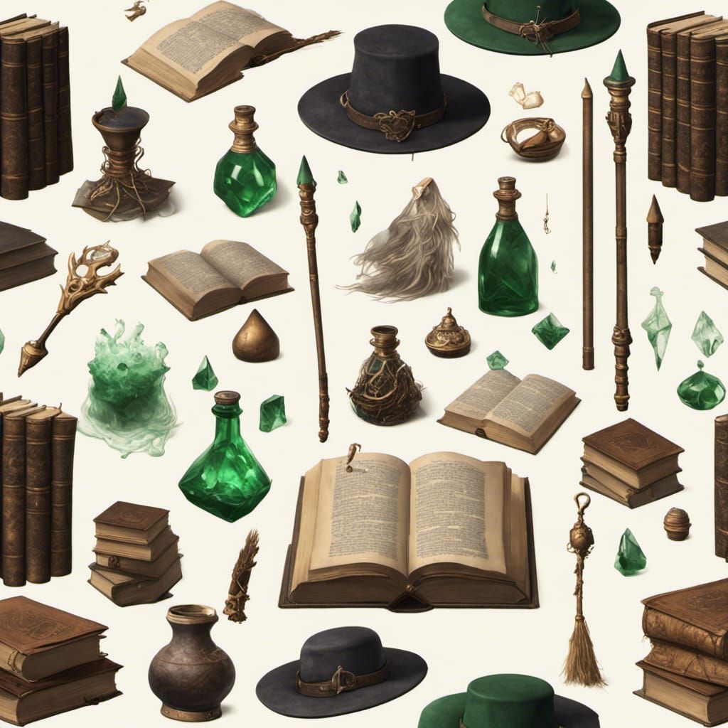 Knolling of Wizarding Items in Fantasy Masterpiece
