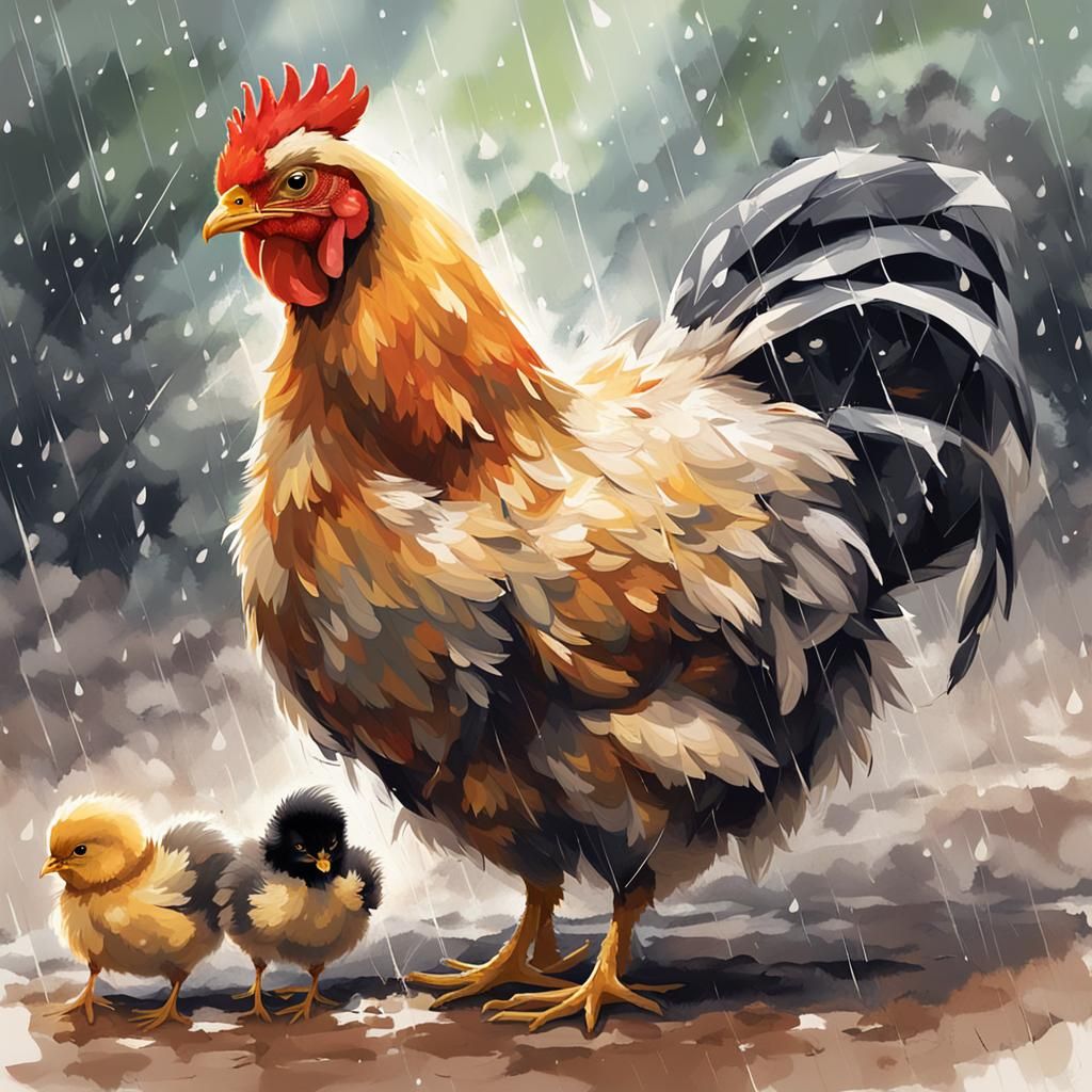 Protective Mother Hen Digital Painting