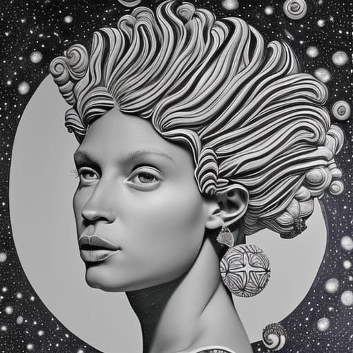 Goddess Portrait in Space: Luminous Neoclassical Painting