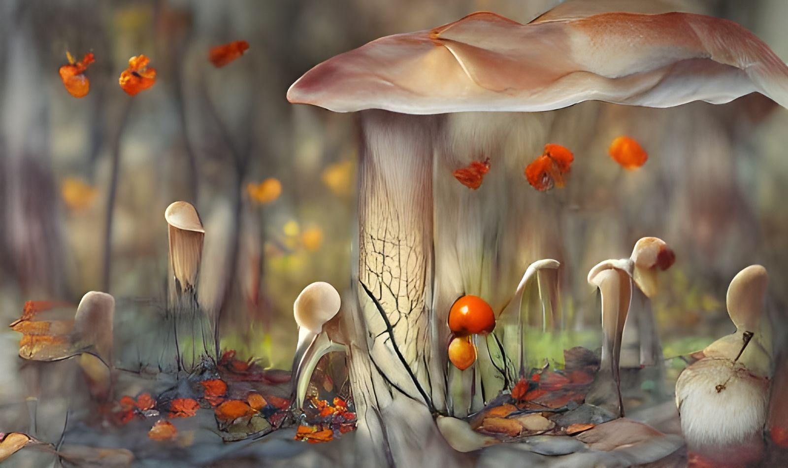 Autumn Mushrooms, Inspired by Impressionism