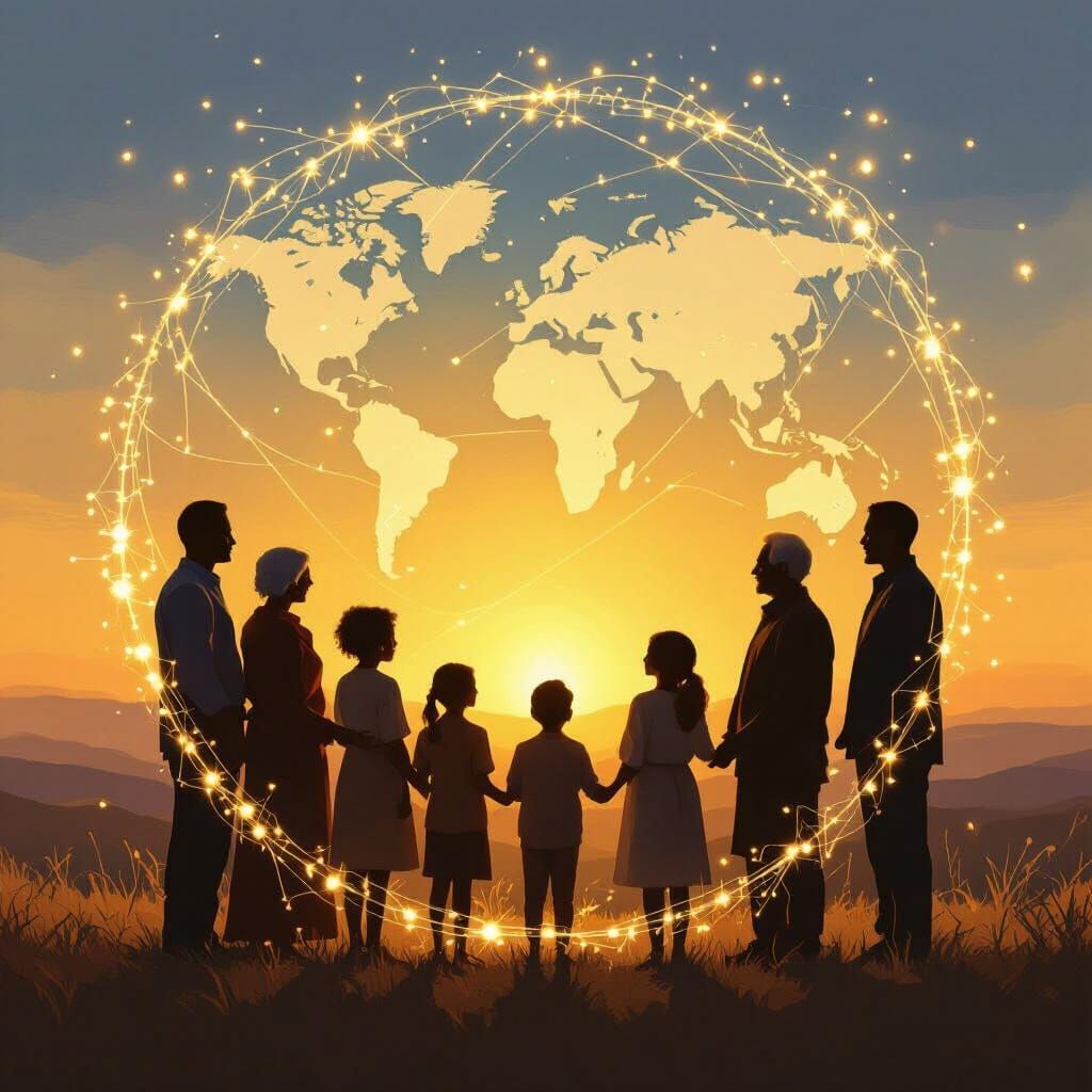 Diverse Human Silhouettes Connected by Luminous Energy in Go...