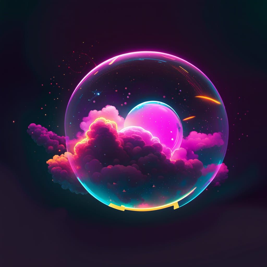 Bubble Galaxy Cloud in Cyberpunk Style