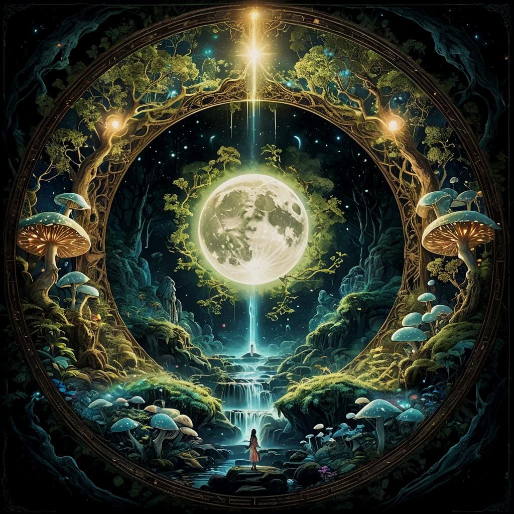 Moon Goddess in a Mystical Landscape