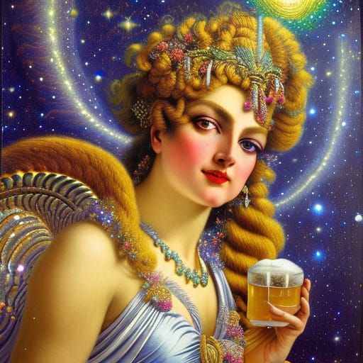 Goddess of Beer in Renaissance Style