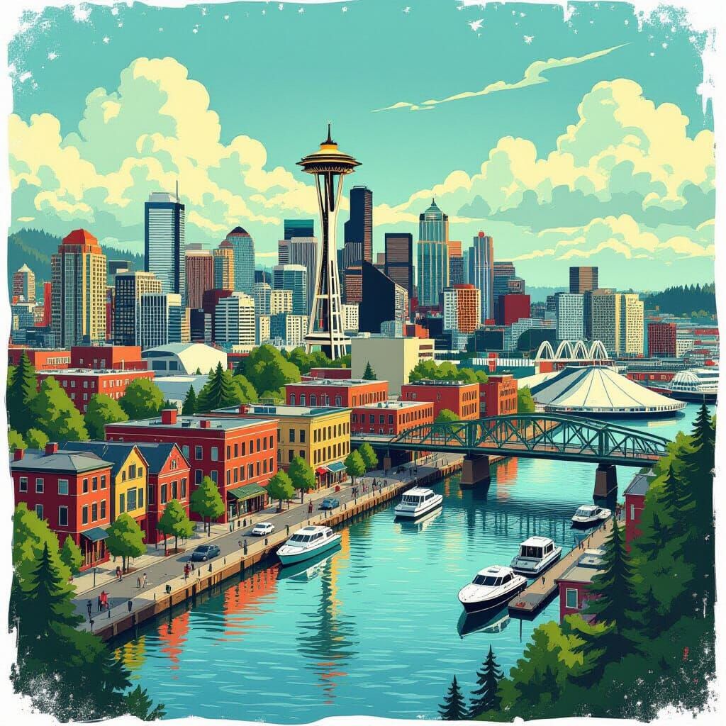 Seattle's Vibrant Neighborhoods: A Whimsical Folk Art Landsc...