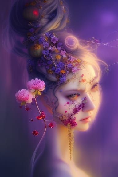 Clockpunk Bonsai Village with Ghost Rider, Digital Art