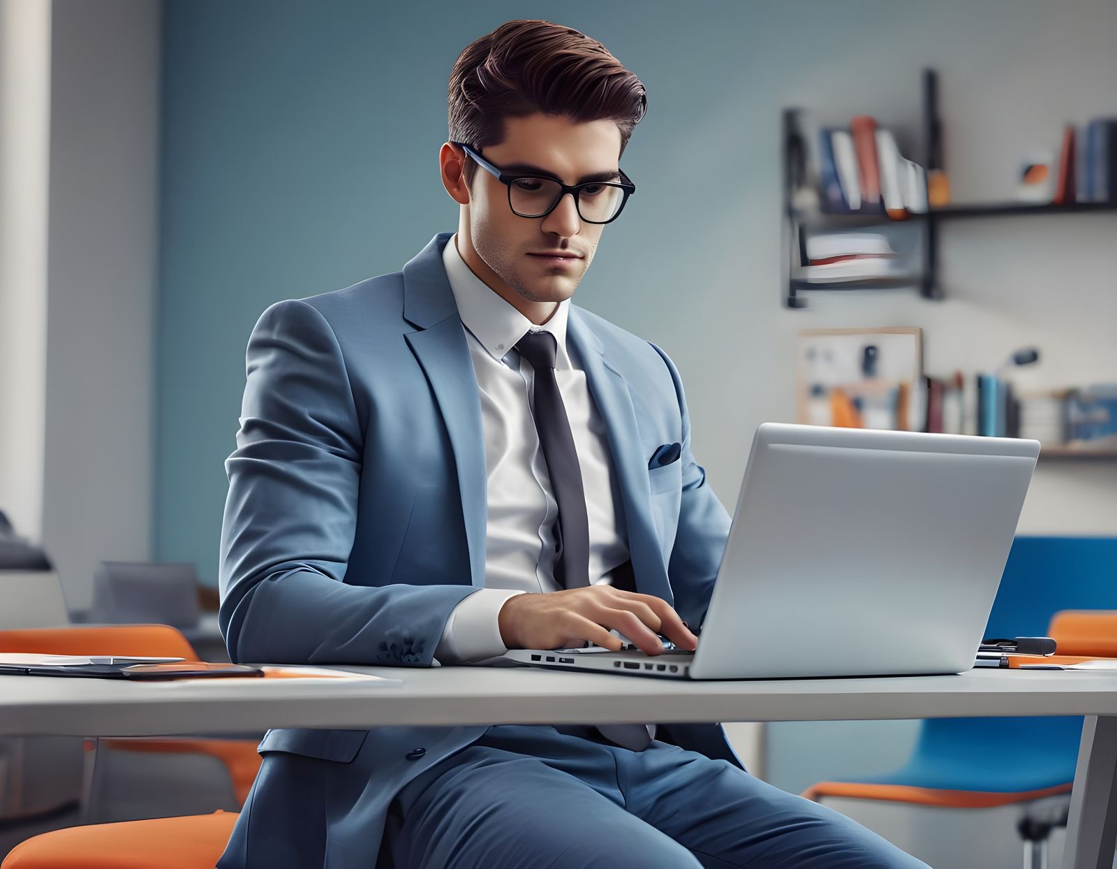 Ambitious Executive Works in Contemporary Office