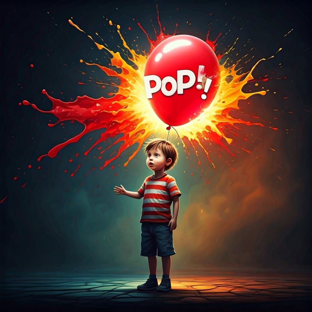 A Little boy's red balloon burst the word "POP!" Comes from ...