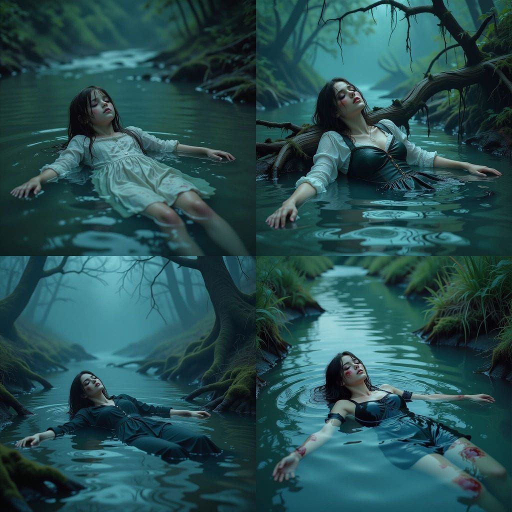 Sinister River Scene of a Wounded Girl