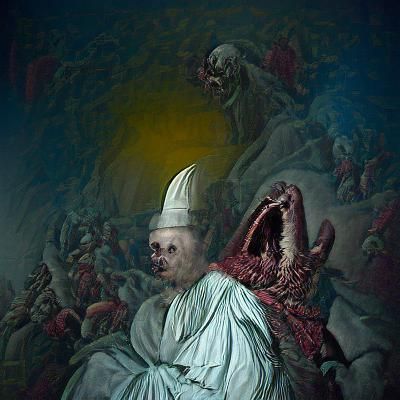 Nightmarish Grotesque: An Evil Pope in Horror Style