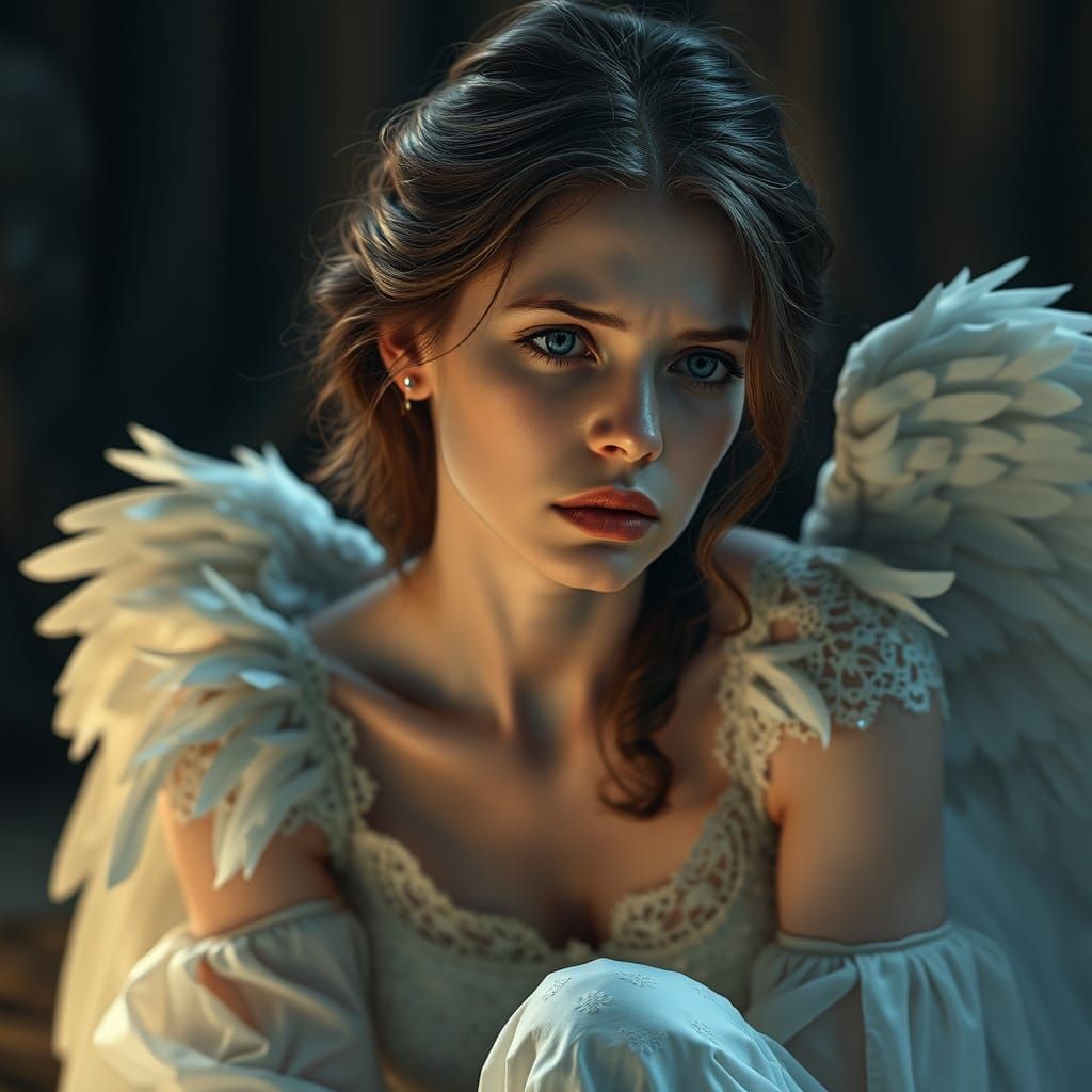 Hyper-Realistic Portrait of a Weeping Angel