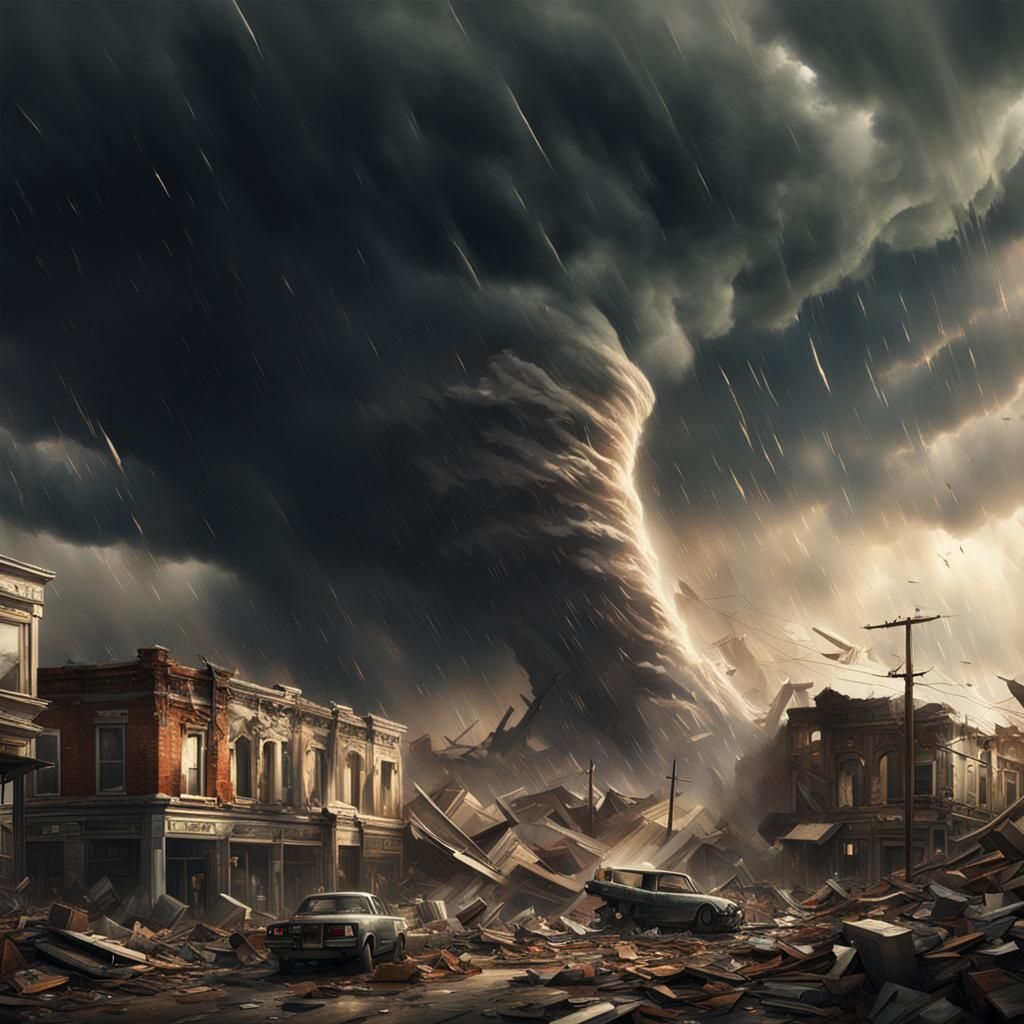 Tornado Devastation: Epic Cinematic Digital Art