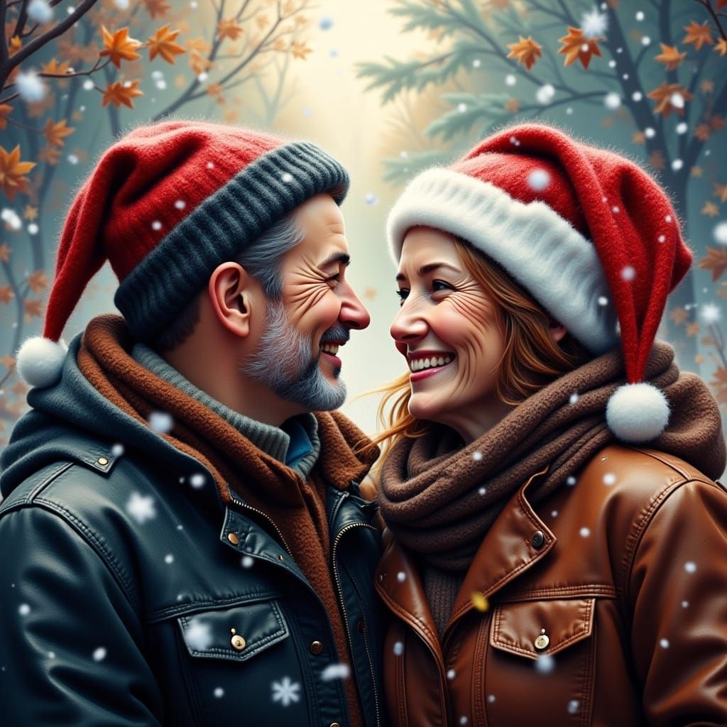 Gritty Winter Wonderland Couple Portrait in Digital Realism