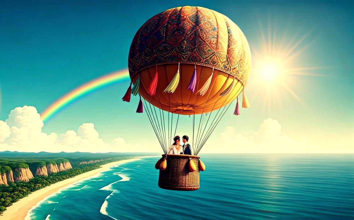 Hot Air Balloon: Vintage Travel Poster in 3D