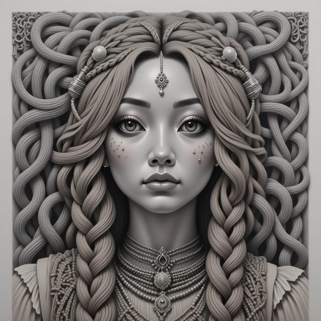 Macrame Dolls with Chocolate Brown Texture