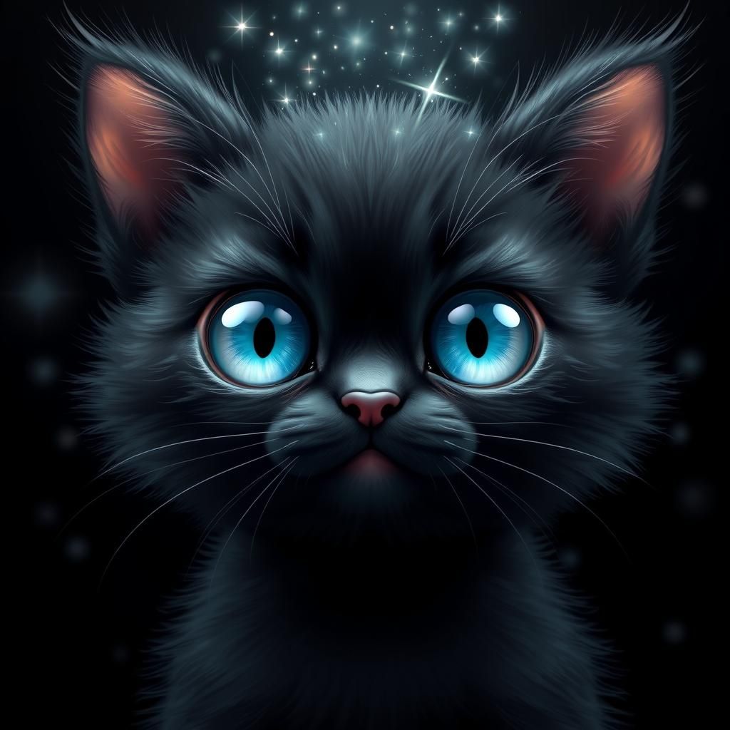 Otherworldly Kitten with Magical Sparkles, Fantasy Art