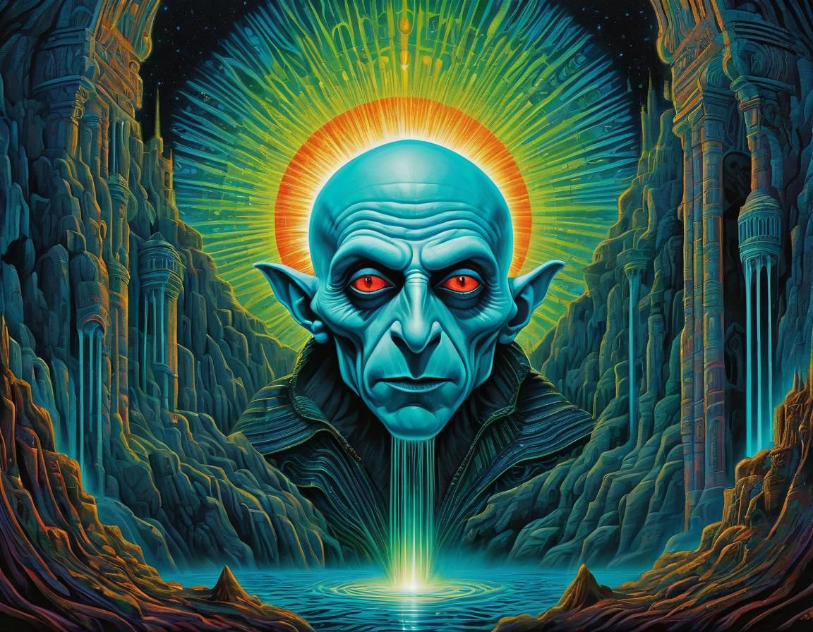 Psychedelic Nosferatu Portrait Inspired by Alex Grey