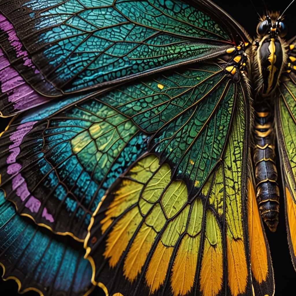 Exquisite Butterfly Wing: Intricate Details and Vibrant Colo...