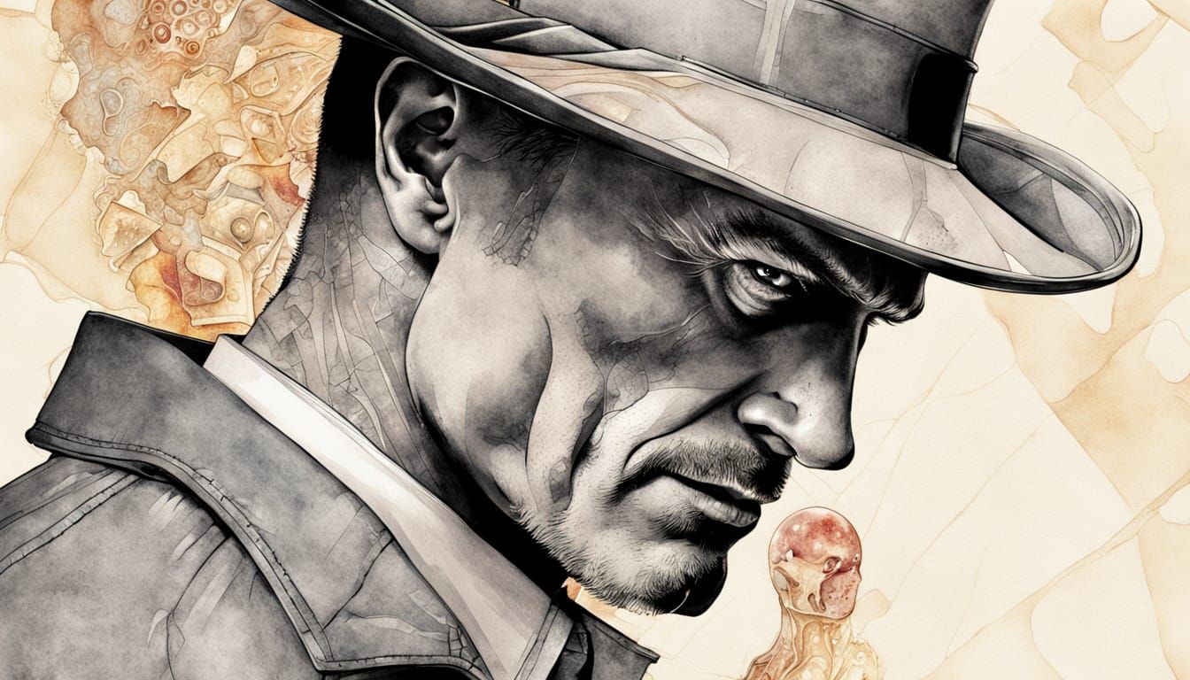 Intricate Detective Portrait in David Mack Style
