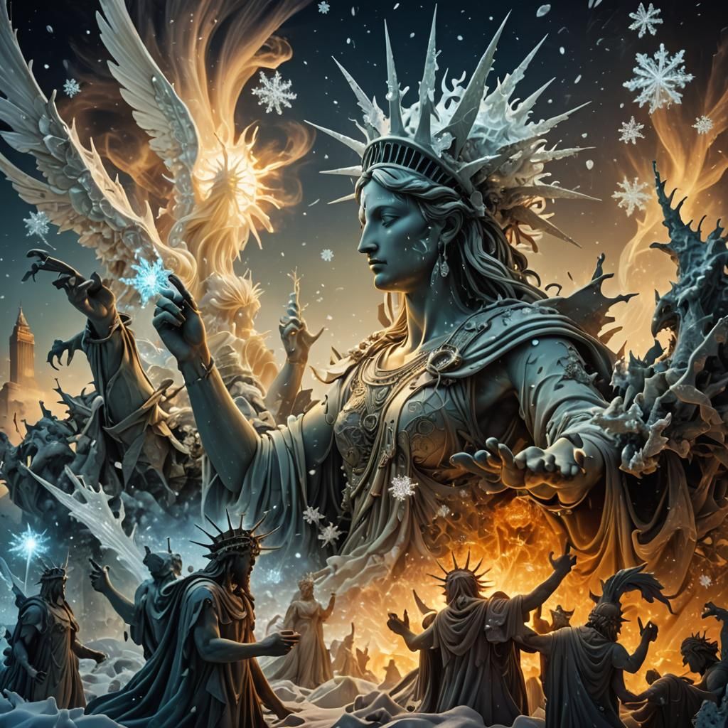 Celestial Gods in Icy Fractal Abyss