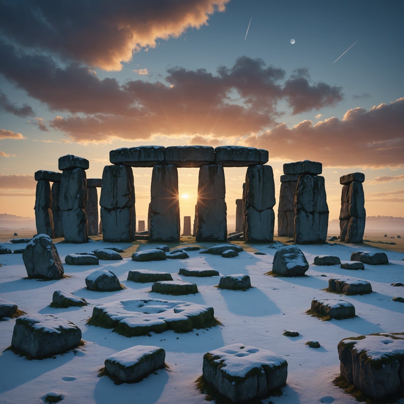 Winter Solstice at Stonehenge in Vibrant Fantasy Art