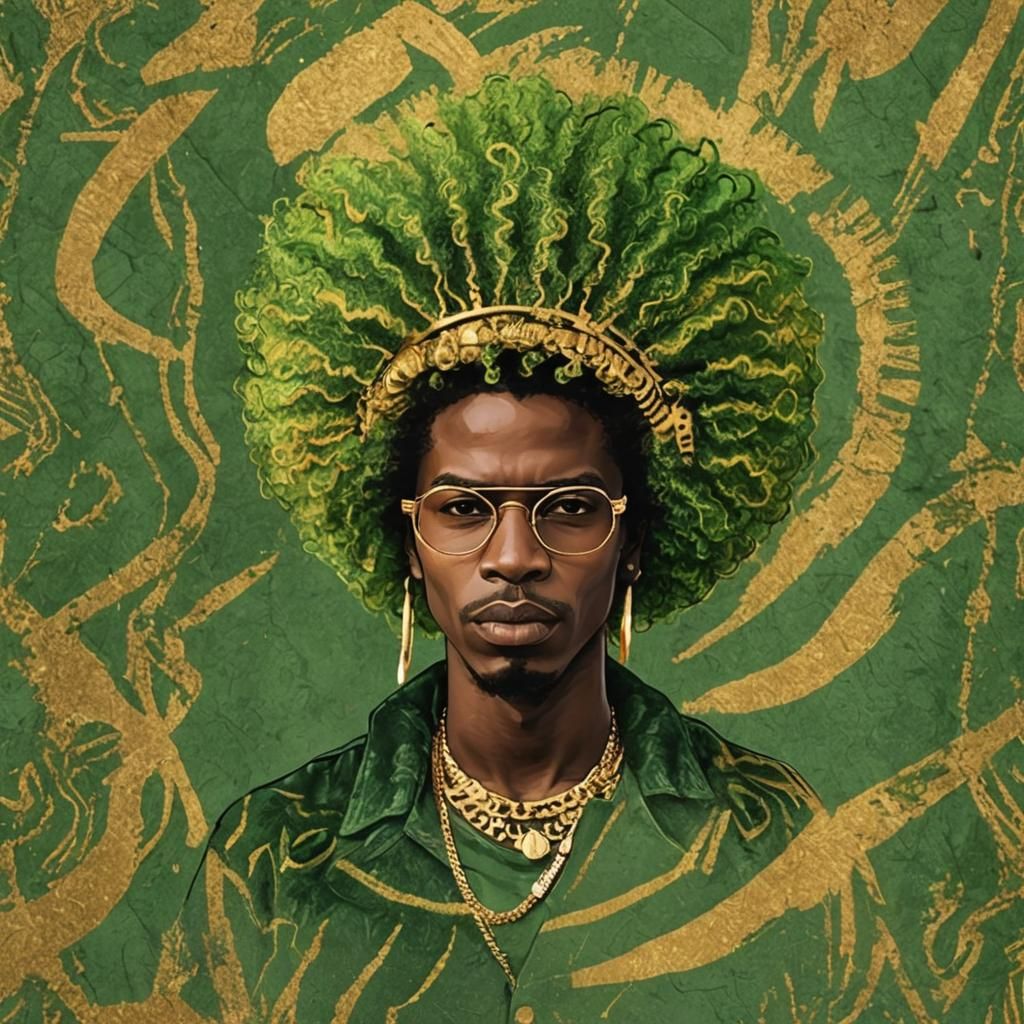 Golden Green Afro-Latino Portrait