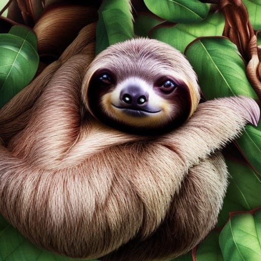 Anime Sloths in Detailed Colorful Scenery