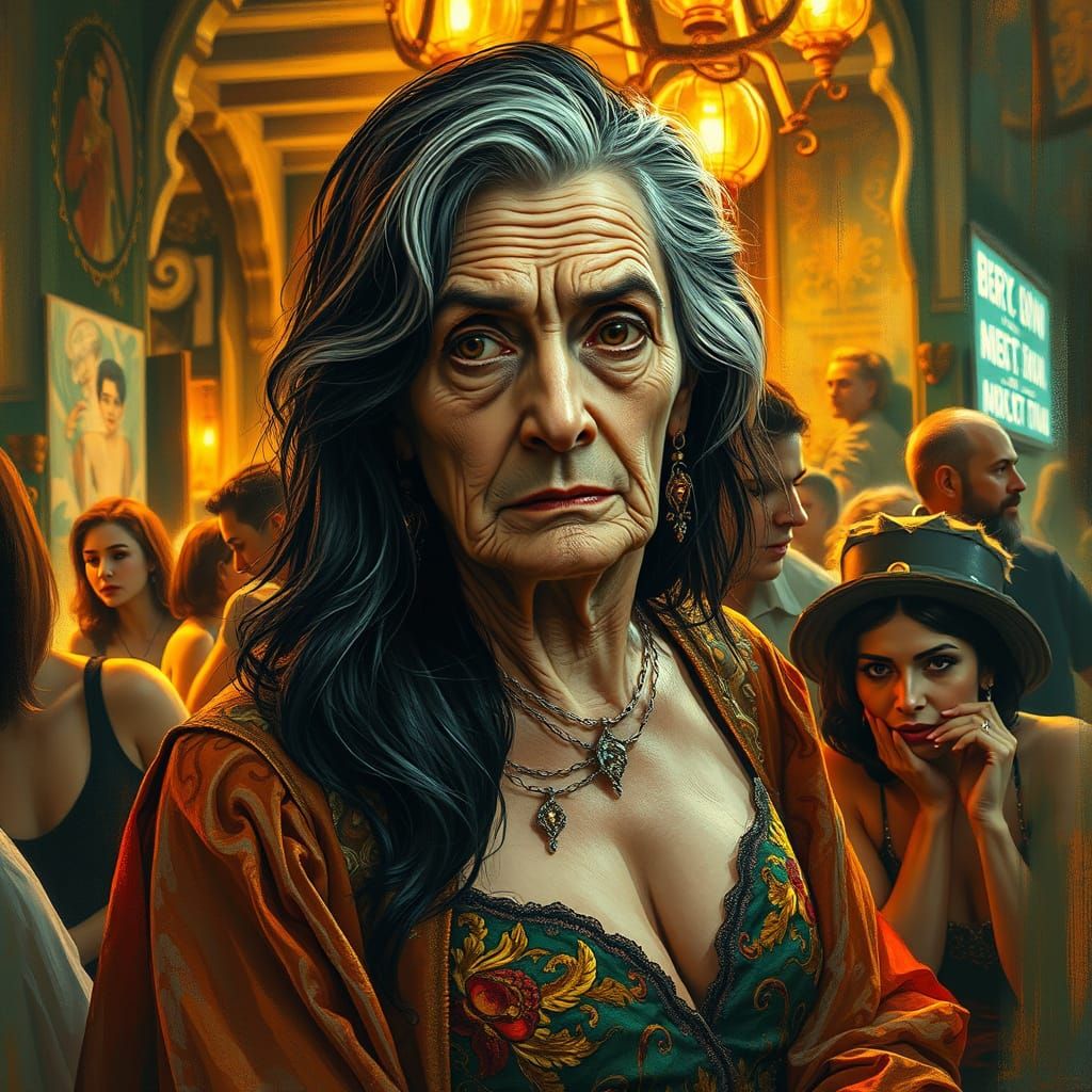Elegant Elderly Transvestite in Lavish Brothel Scene
