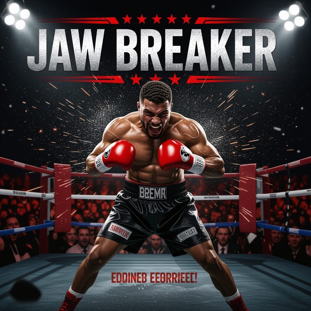 Muscular Boxer in Mid-Punch Action Movie Poster