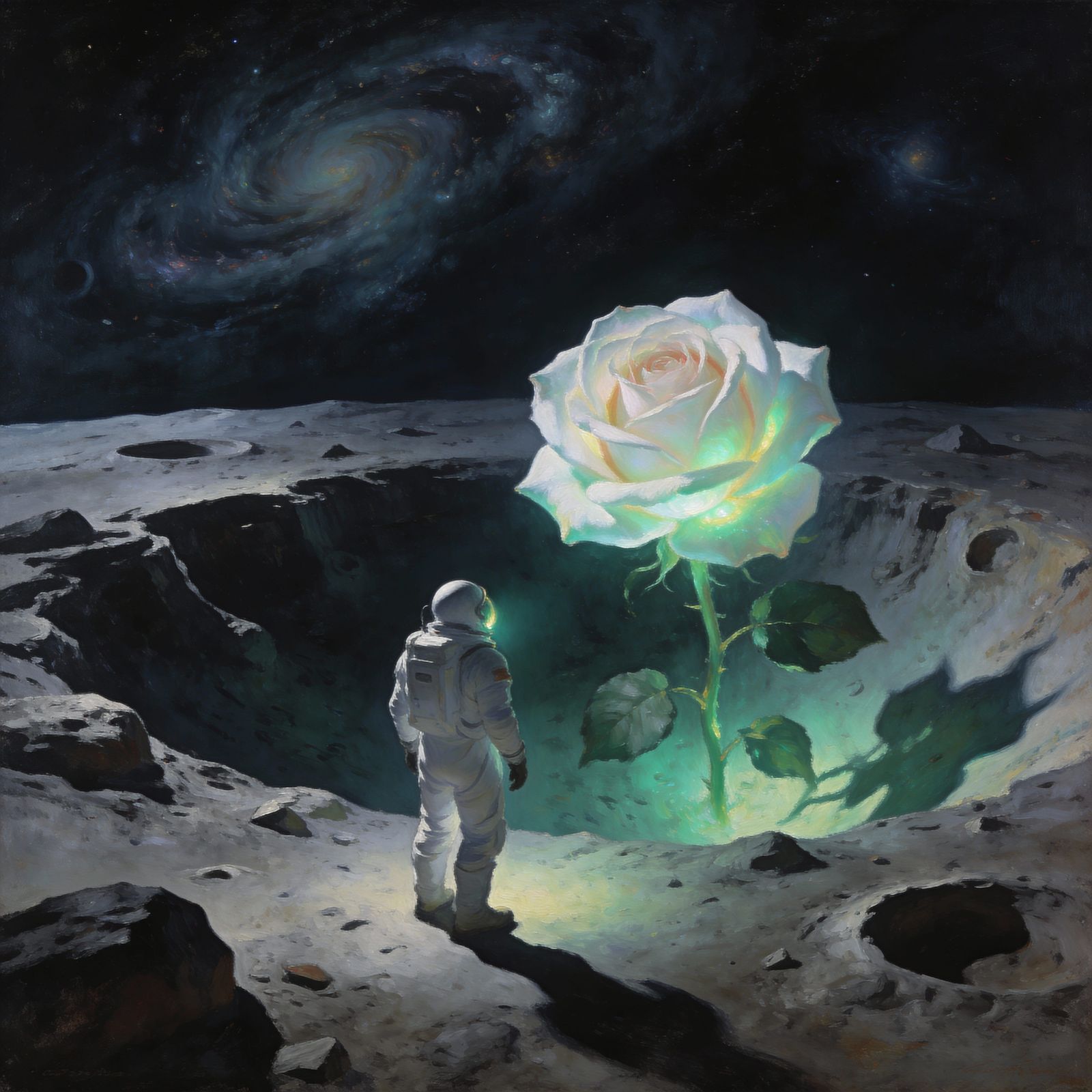 Astronaut Discovers Giant Bioluminescent Rose on Alien Plane...