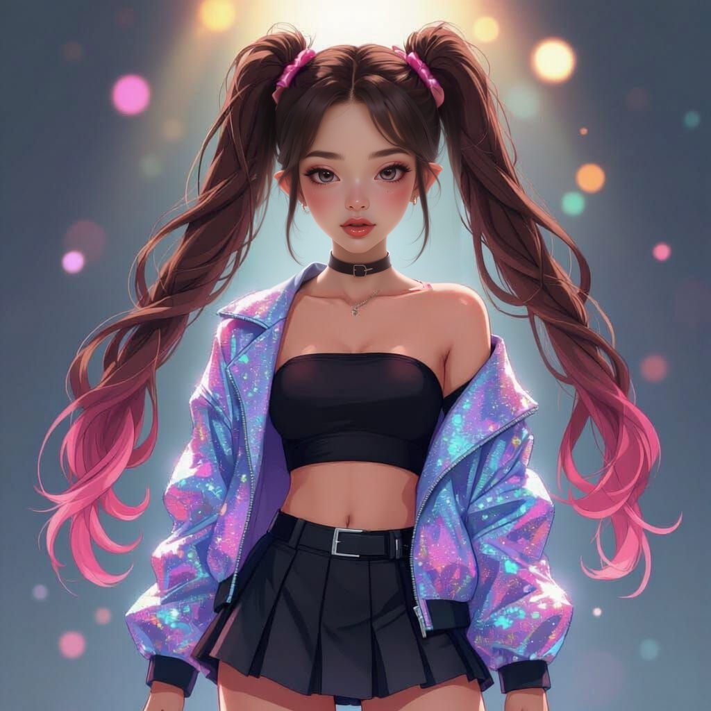 Teen Girl in Sequin Jacket and Skirt