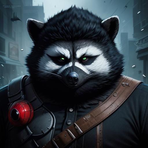 "The Racoon" a human racoon themed antihero, thief and crime...