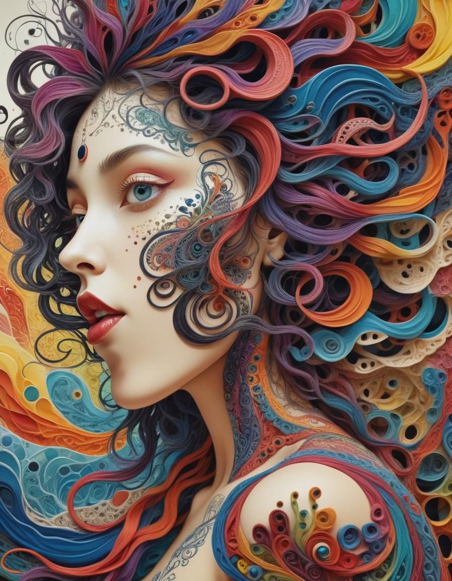 Poetic Zentangle. Style of Juan Miro.