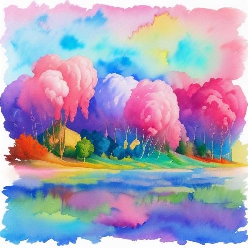 Cotton Candy Clipart in Gouache Watercolor Style
