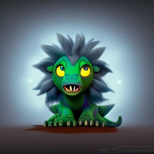 Lion Dinosaur Hybrid: Cute 3D Digital Art
