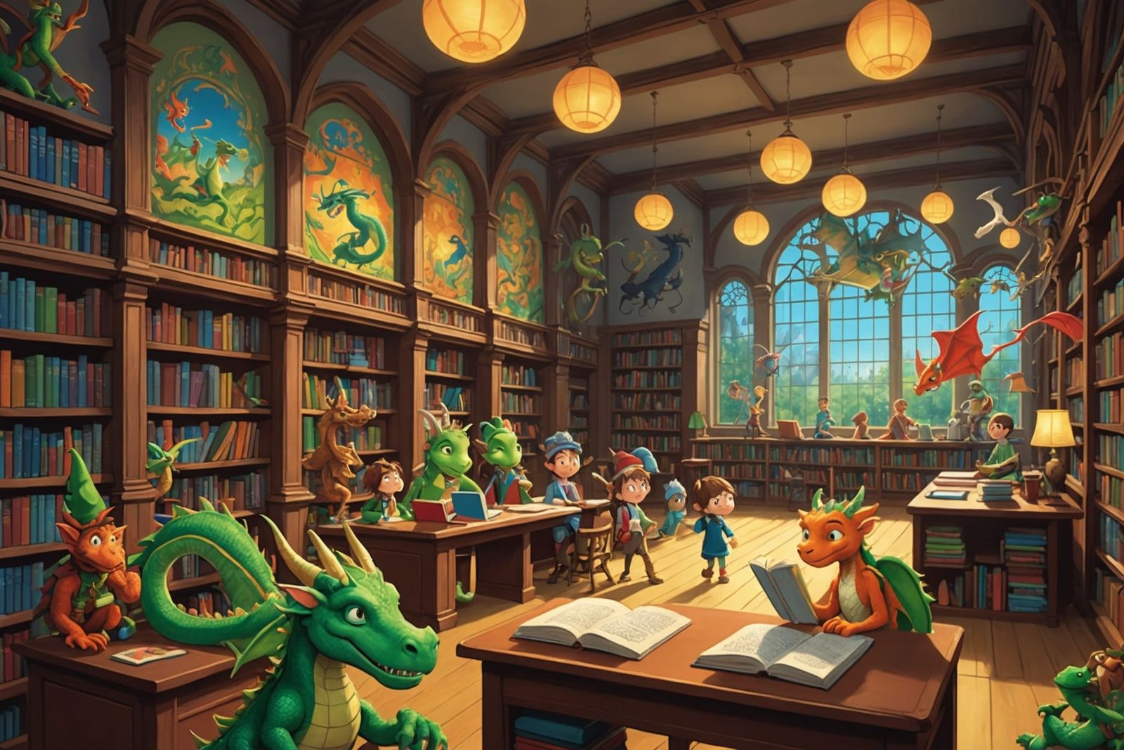 Mythical Creatures in School: A Cartoon Fantasy