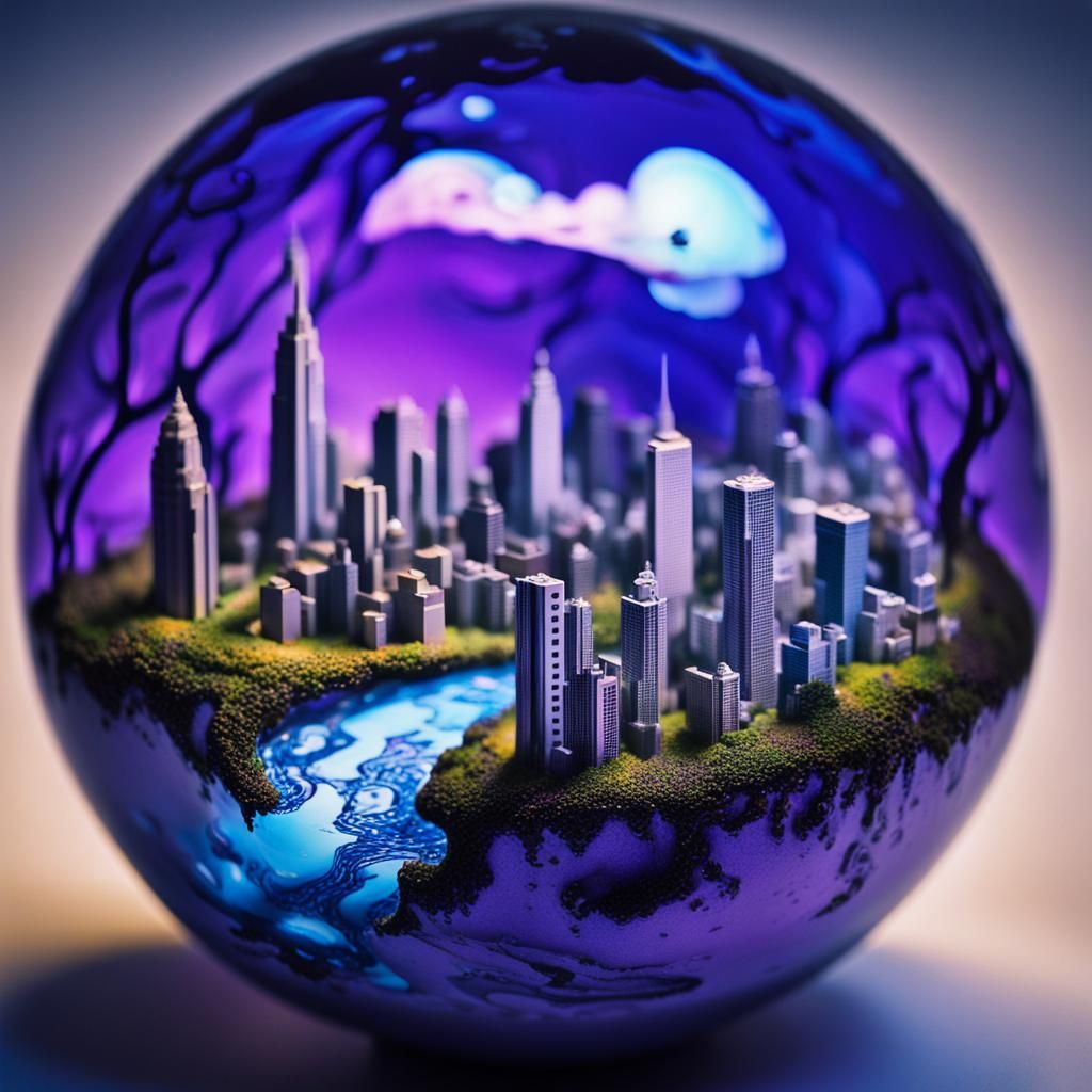 Surreal Miniature World Inside a Drop of Ink