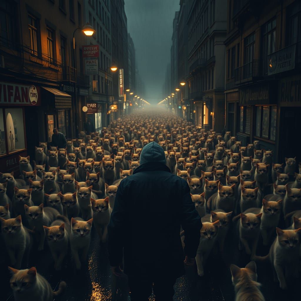 Surreal Noire Scene of Furry Frenzy
