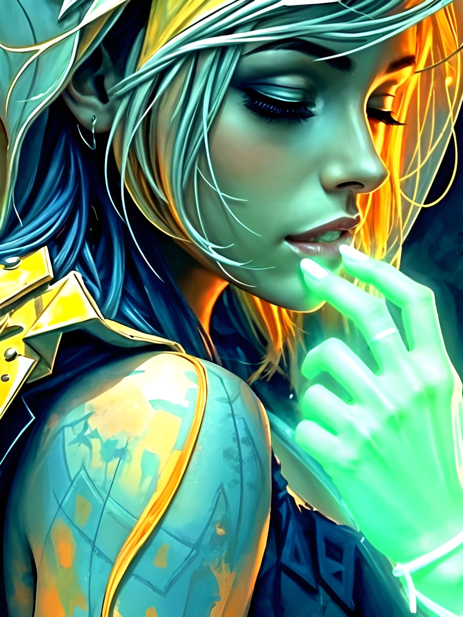 Beautiful Woman Portrait in Thick Acrylic Style