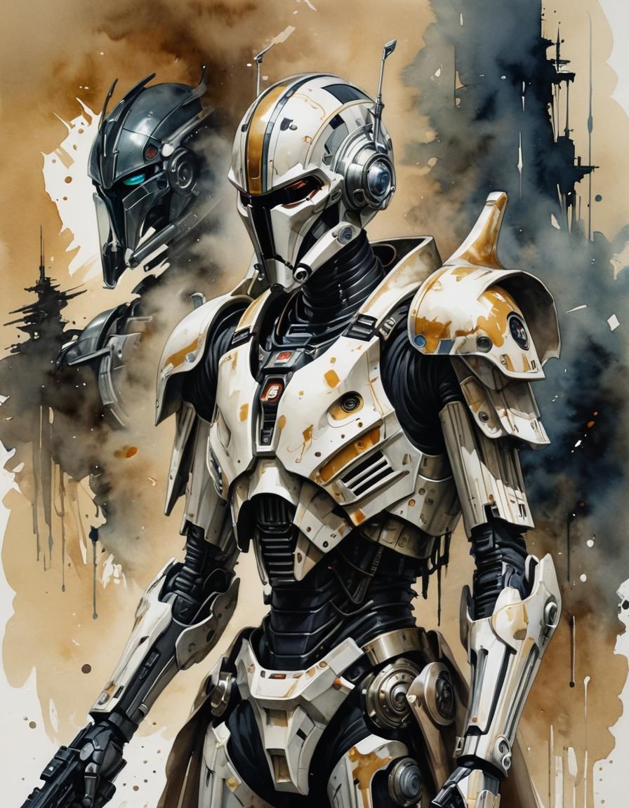 General Grievous as Steampunk Watercolor Painting