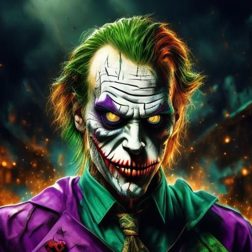 Hyperrealistic Joker Portrait in Splash Art Style