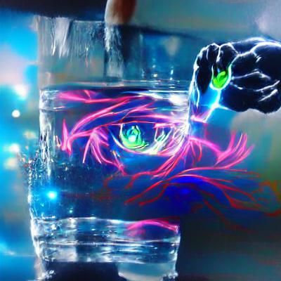 Glowing Hand Reaching into Water: Anime Style
