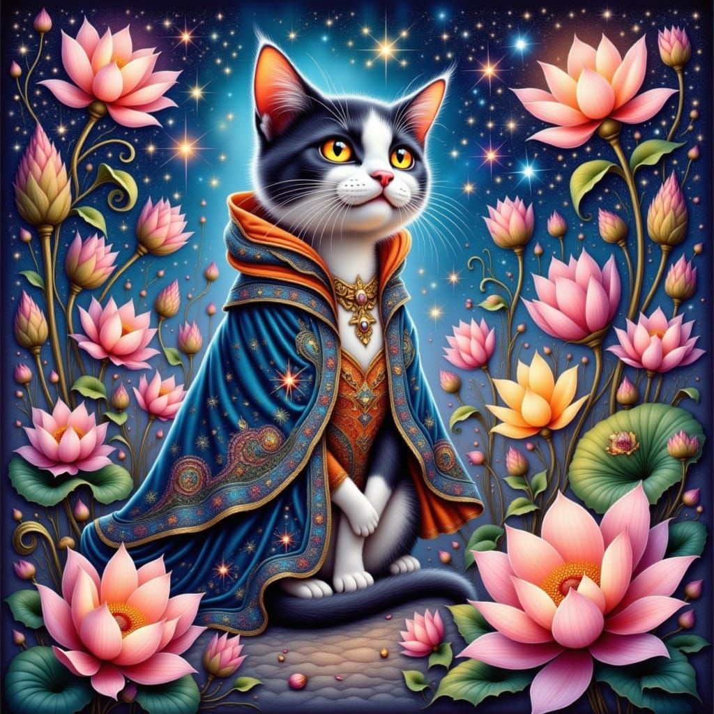 Majestic Felix in Lotus Bloom, Cosmic Whispers