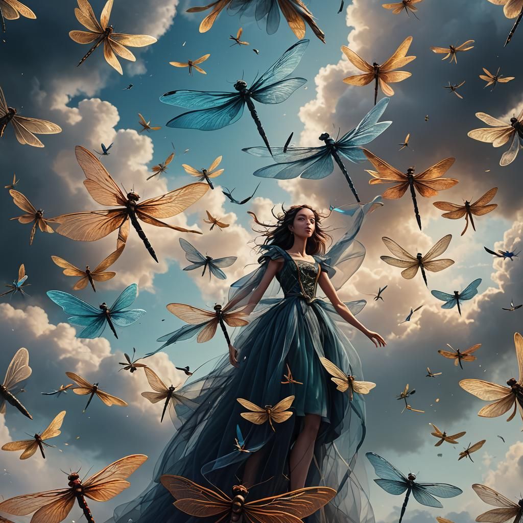 Dragonflies Dancing in Tulle Garments: Fantasy Art