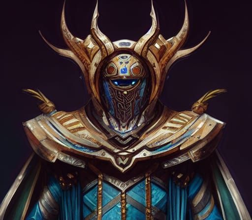 Hero Knight in Lion Armor: Watercolor Portrait