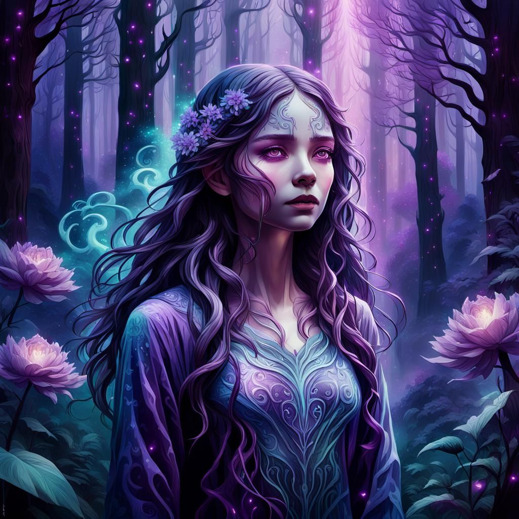 Mystical Forest Figure in Ethereal Digital Art