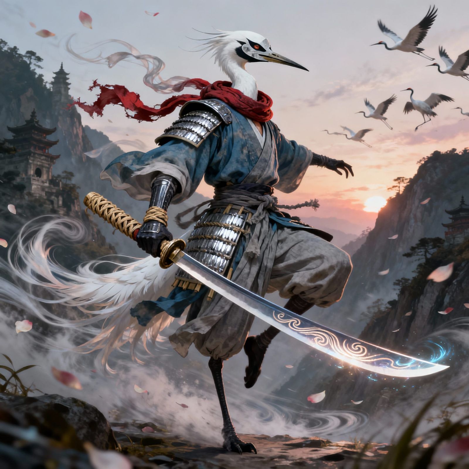 Tsuruji the Wind-Walker: Stylized Anime Crane Ronin Swordsma...