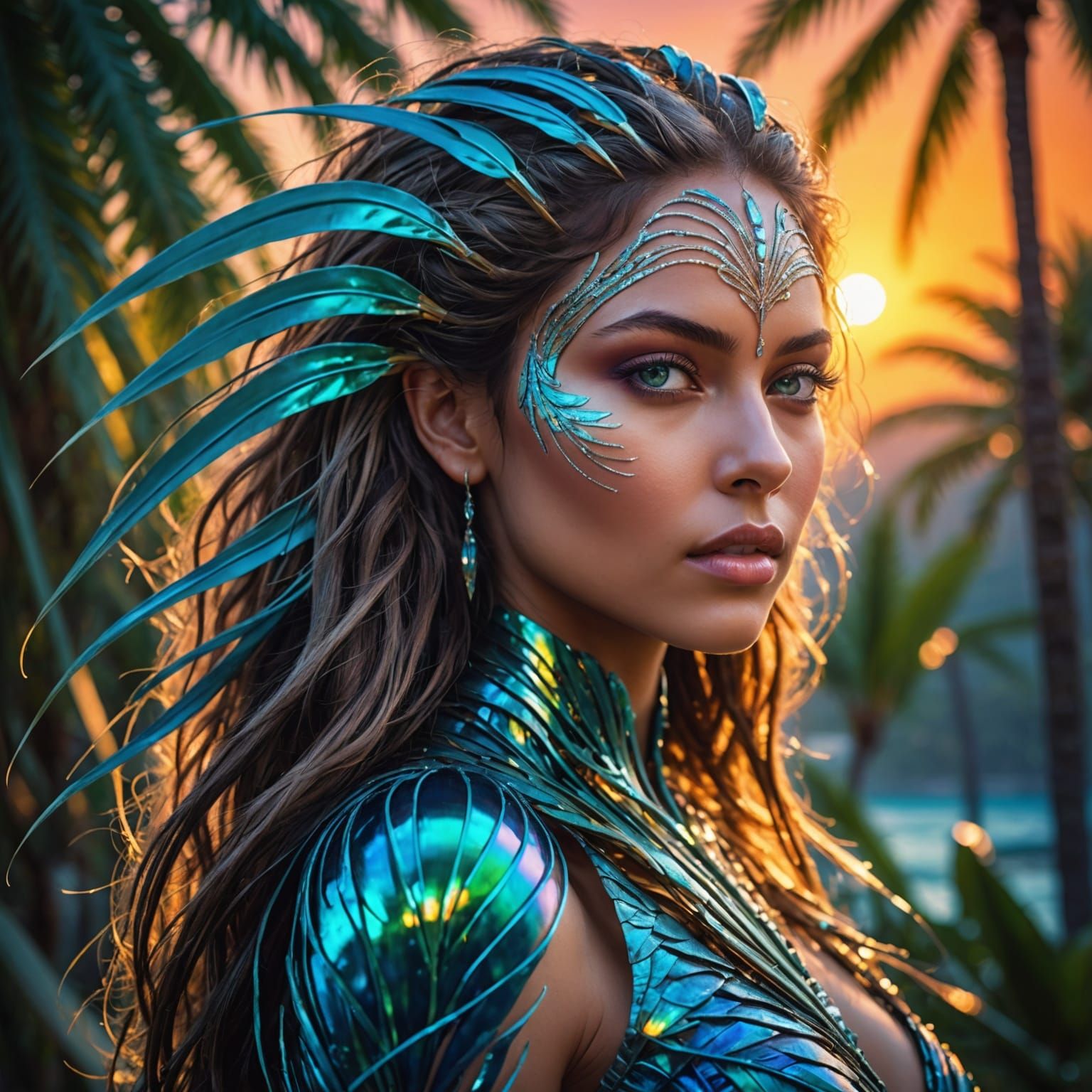 Fantasy Woman Portrait with Luminous Magic